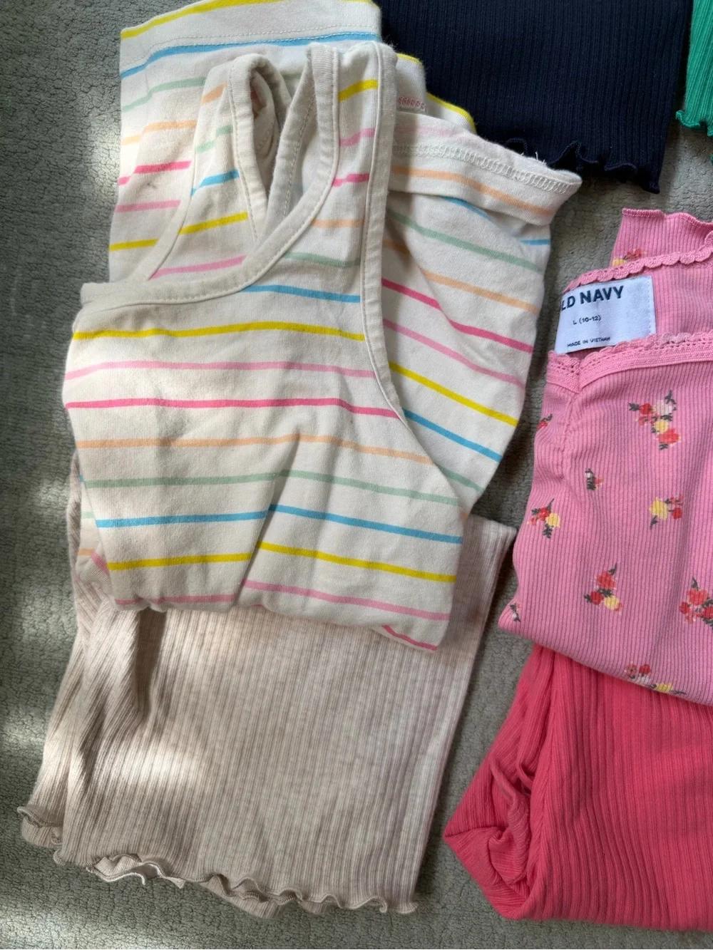 Old navy  Tank Tops - Pink, Green, White, Navy with matching biker shorts